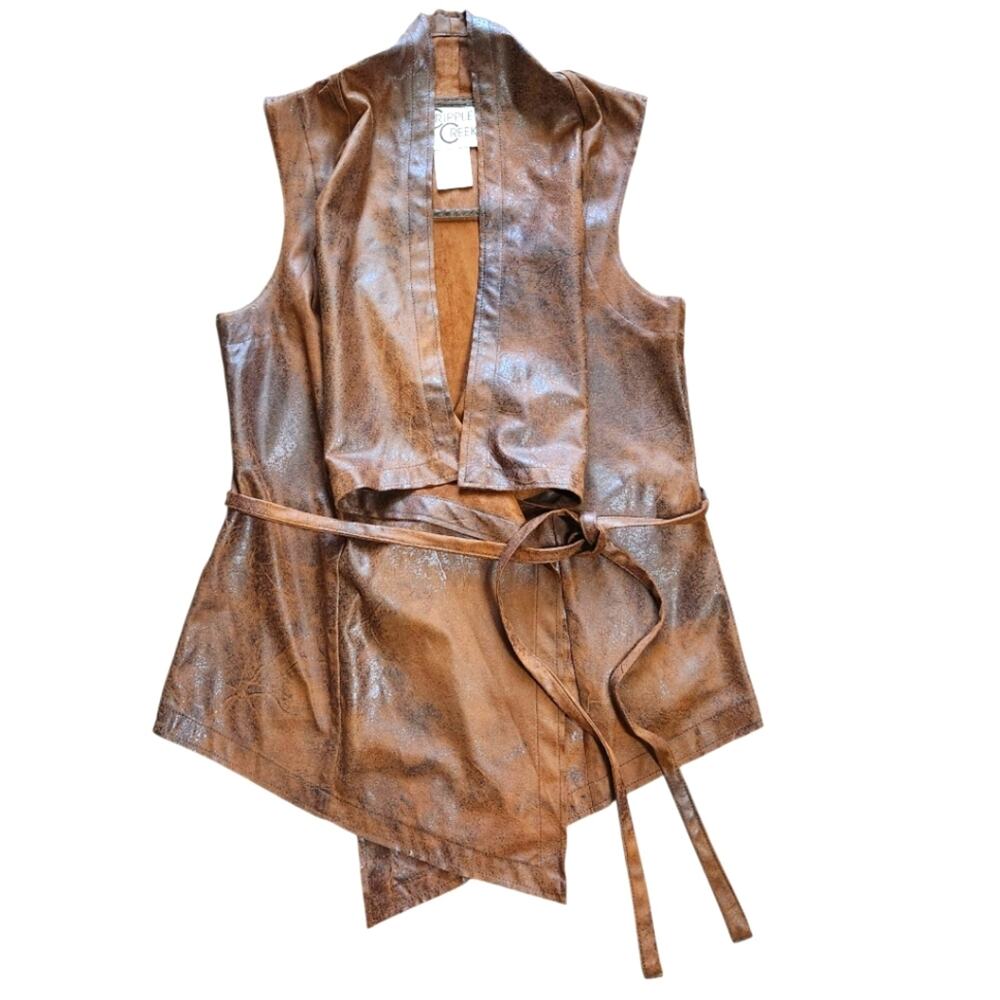 Cripple Creek faux leather vest brown size S